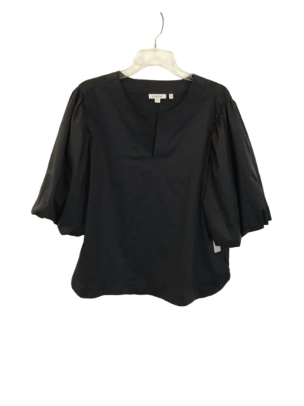 NWT Chico's Size 16 Black No Iron Stretch Puff Sleeve Pullover Blouse Top NEW